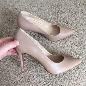 Nine West Nude Leather Pumps